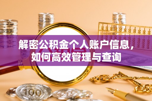 乾县解密公积金个人账户信息，如何高效管理与查询